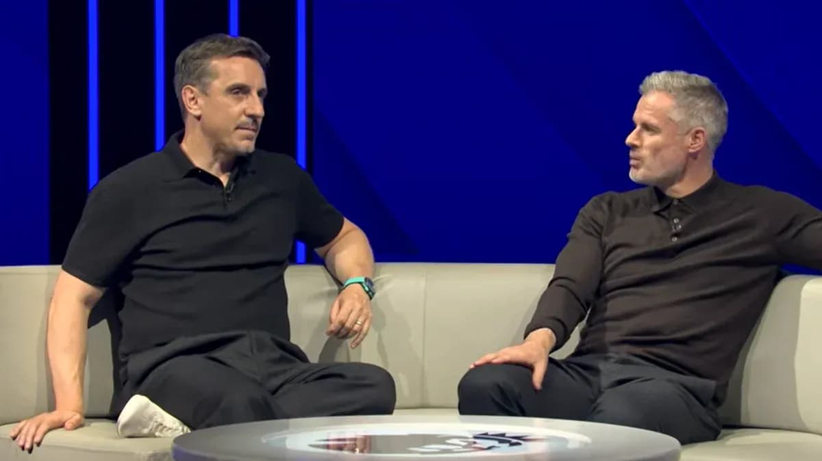 Two analysts discussing on a television set
