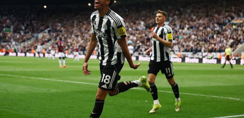 Newcastle player celebrating a goal during match