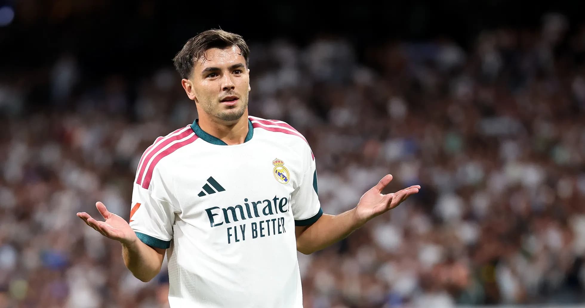 Player gesturing during match in stadium