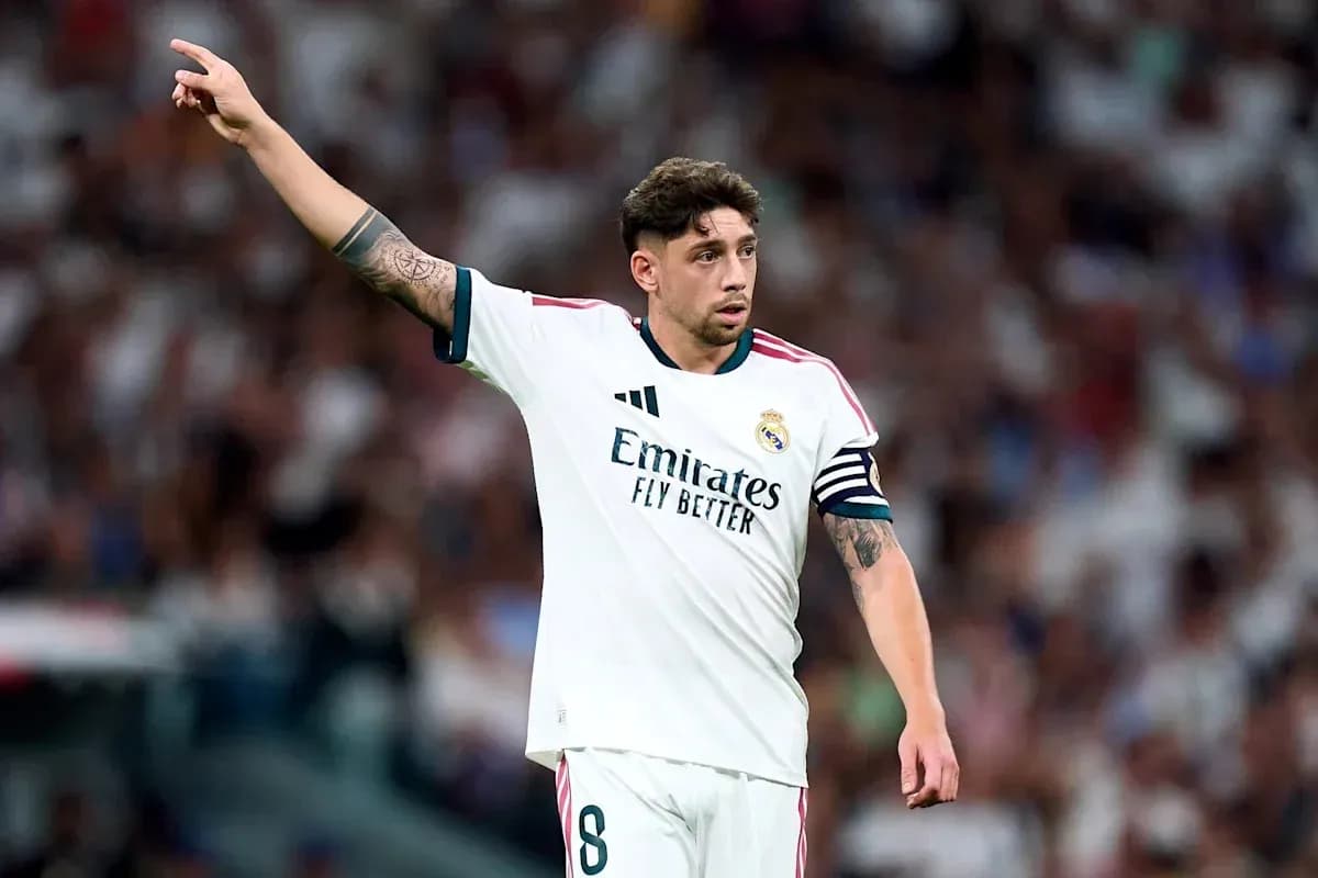 Player gesturing during a match for Real Madrid