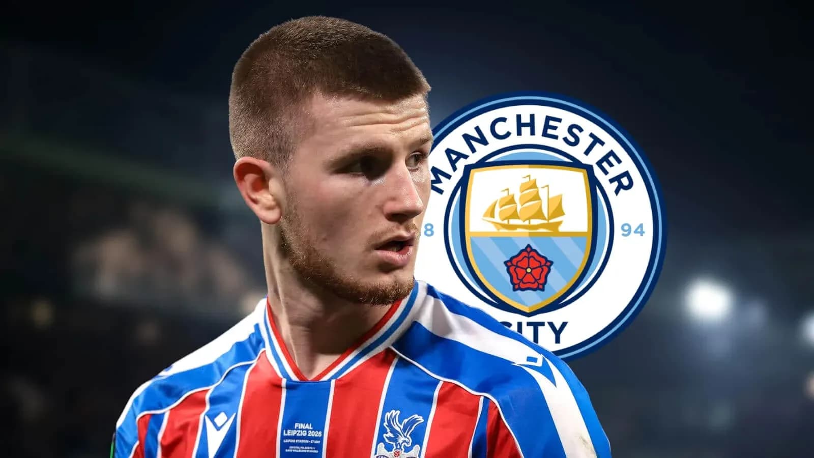Player wearing Crystal Palace jersey with Manchester City logo