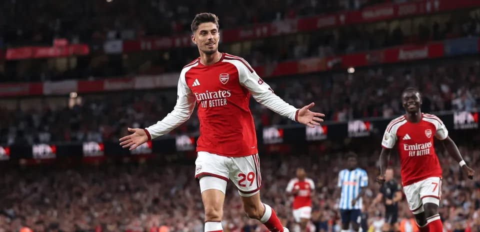 Arsenal player celebrating during a match