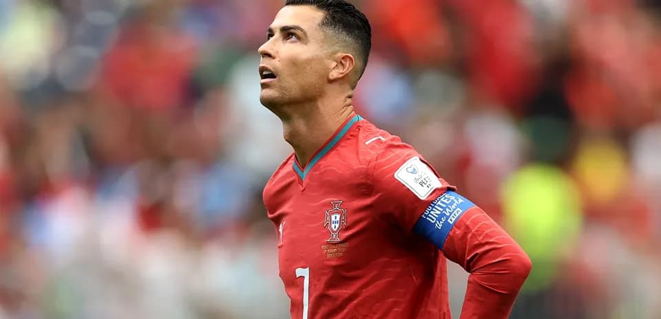 Player looking up during a soccer match