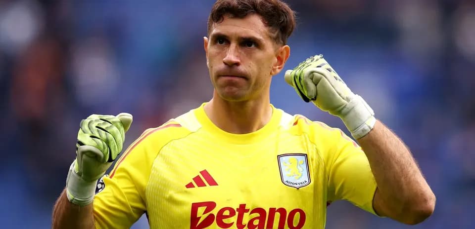 Goalkeeper celebrating in Aston Villa kit