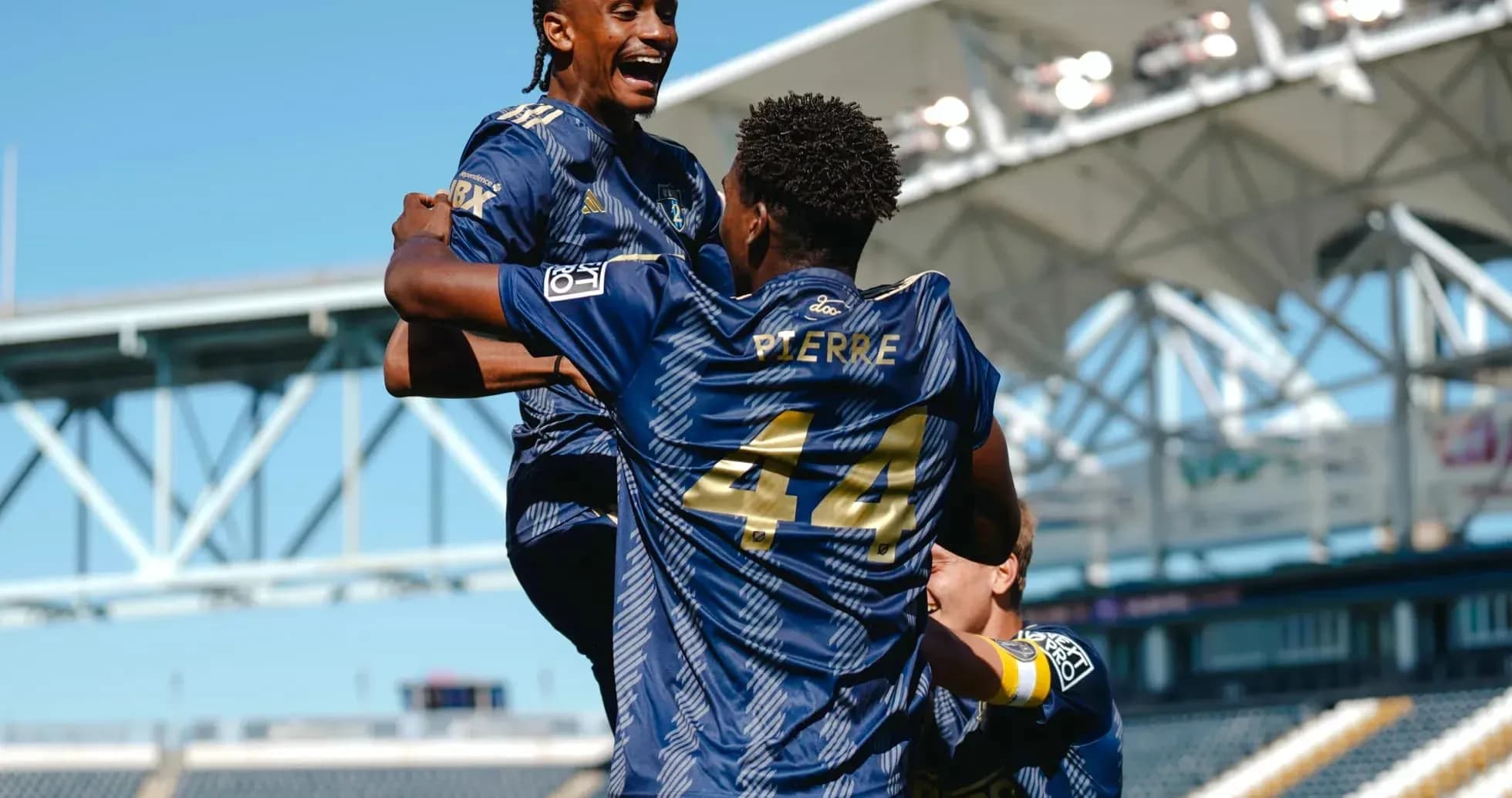Players celebrating during Philadelphia Union II match