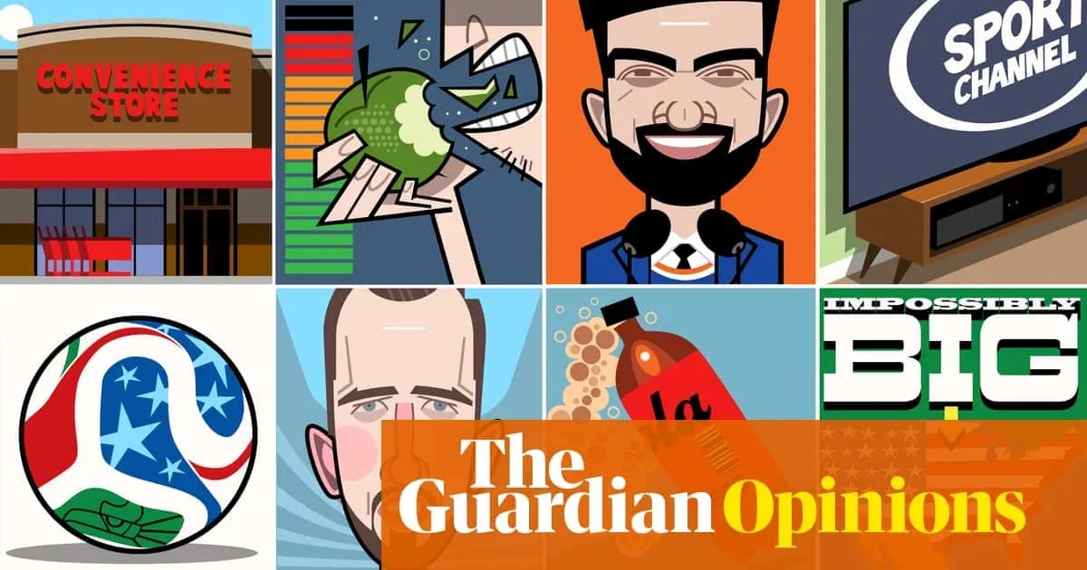 Collage of illustrations related to sports and media