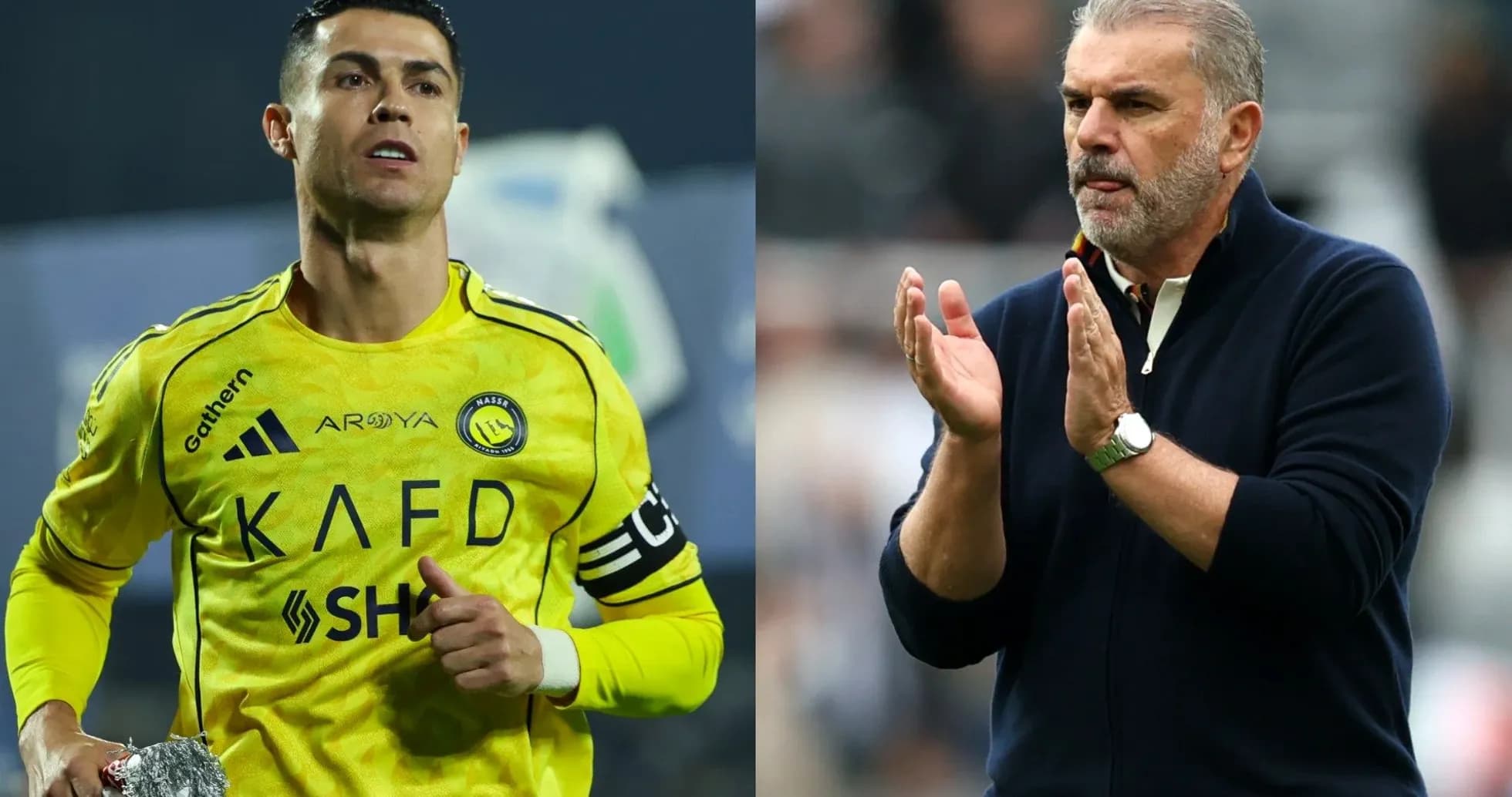 Cristiano Ronaldo and coach clapping during match
