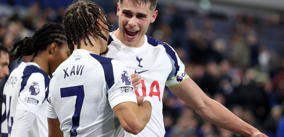 Tottenham players celebrating a goal during match