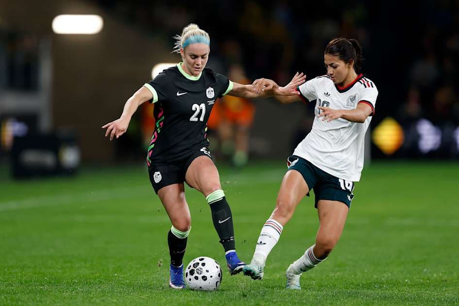 Players competing for the ball during a match