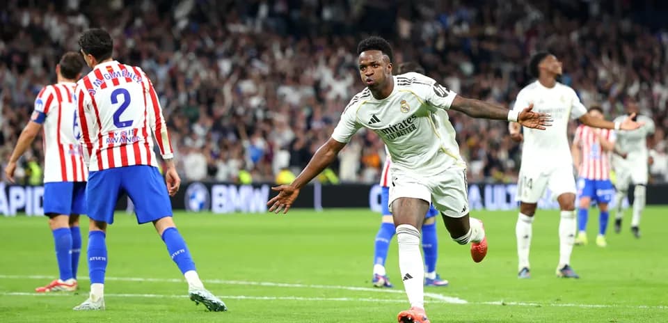 Vinicius Junior celebrating a goal against Atletico