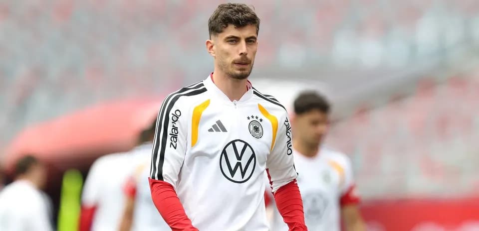 Player in Germany training kit at practice session