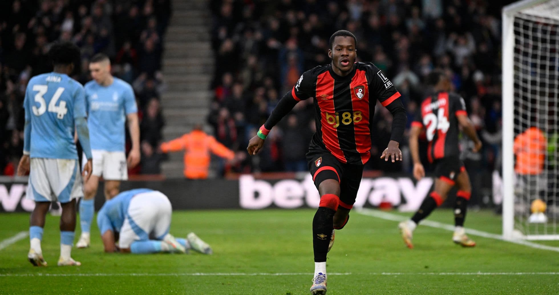 Bournemouth player celebrating a goal during match