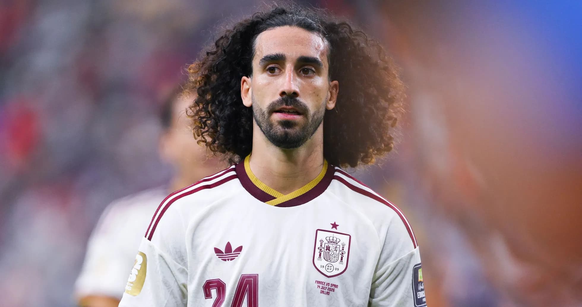 Player in Spain national team jersey during match