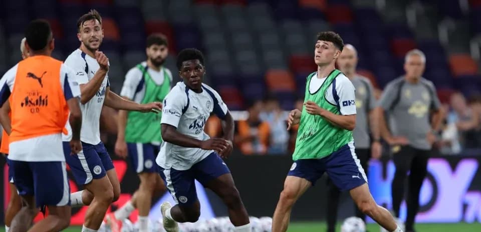 Players training during a session at the stadium