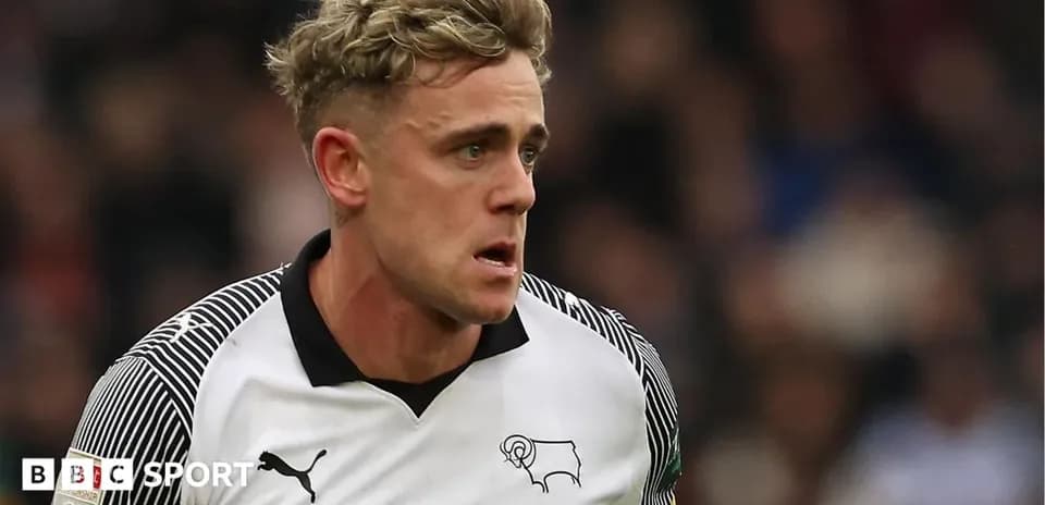 Player running in Derby County match uniform