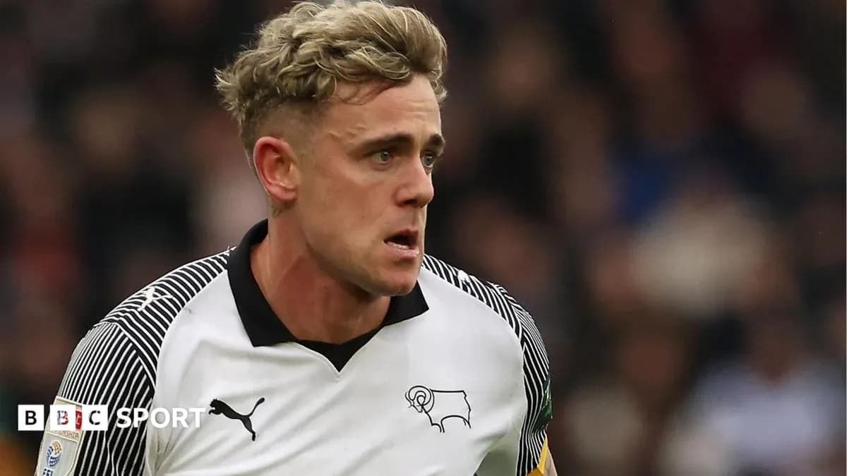 Player running in Derby County match uniform