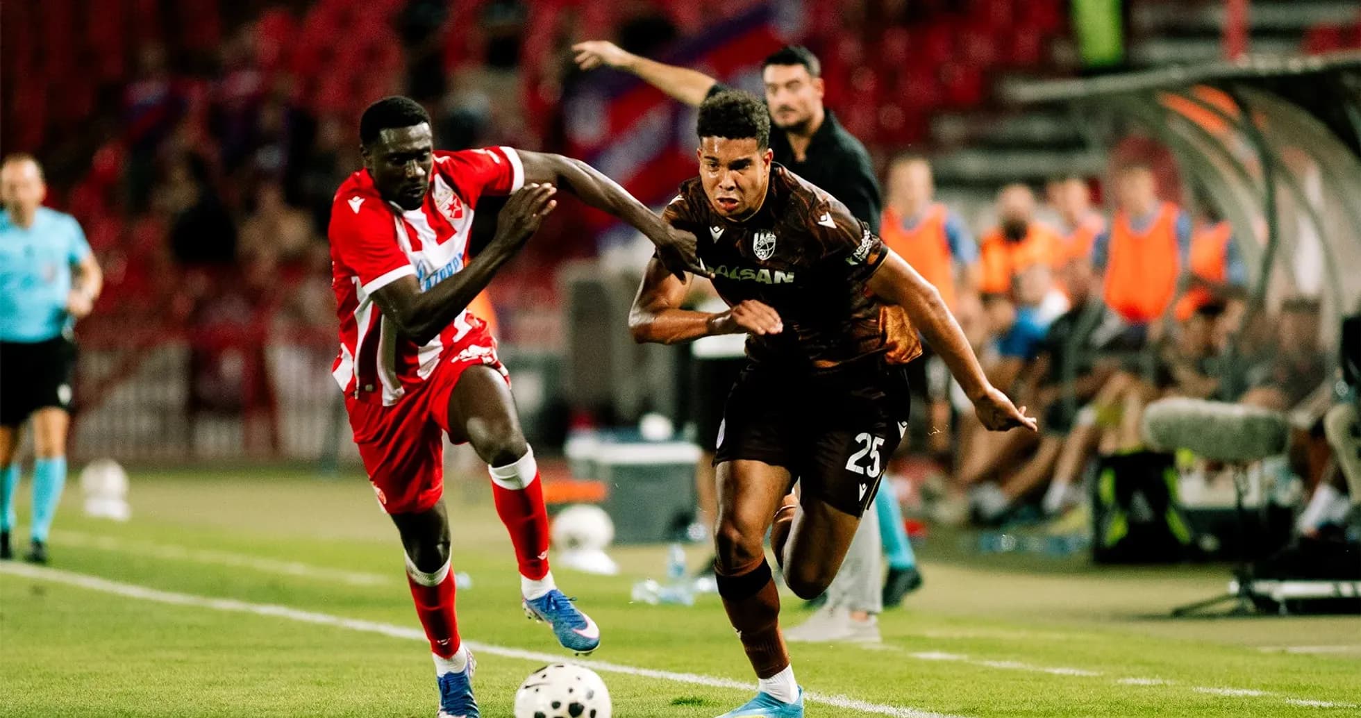 Player sprinting during Plzen vs FK Crvena Zvezda match