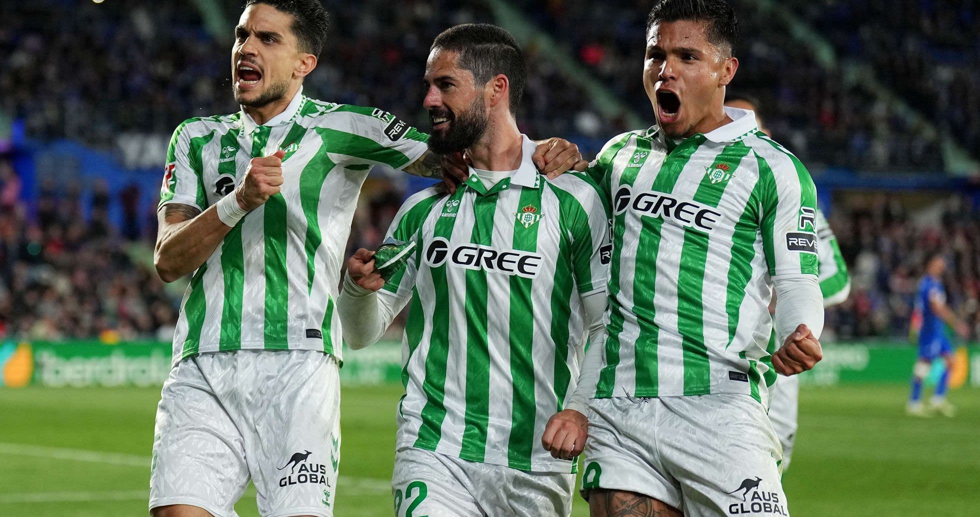 Real Betis players celebrating a goal