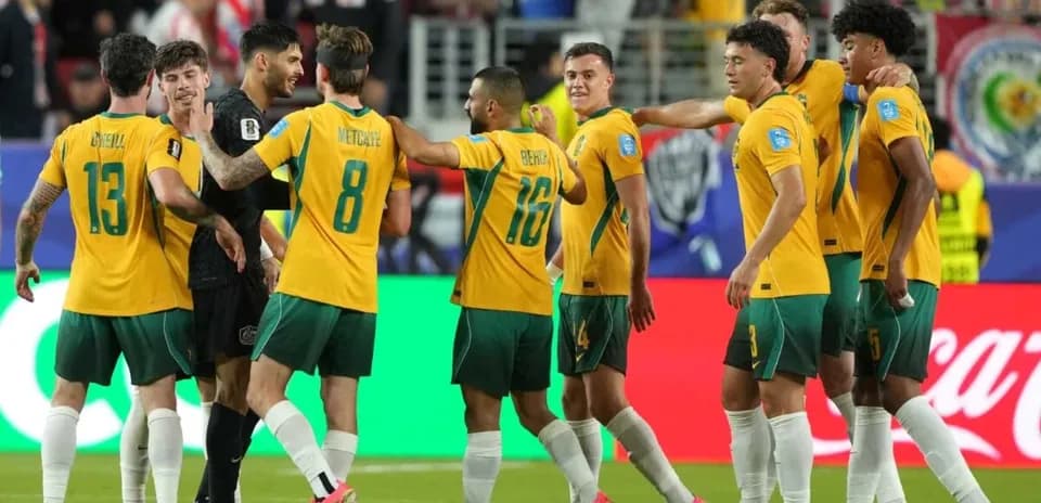 Australia team celebrating during World Cup match