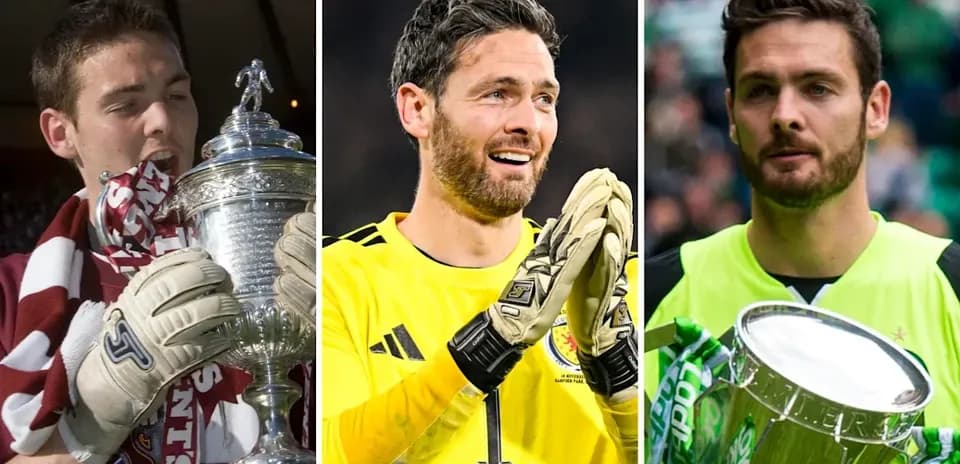 Three goalkeepers celebrating with trophies