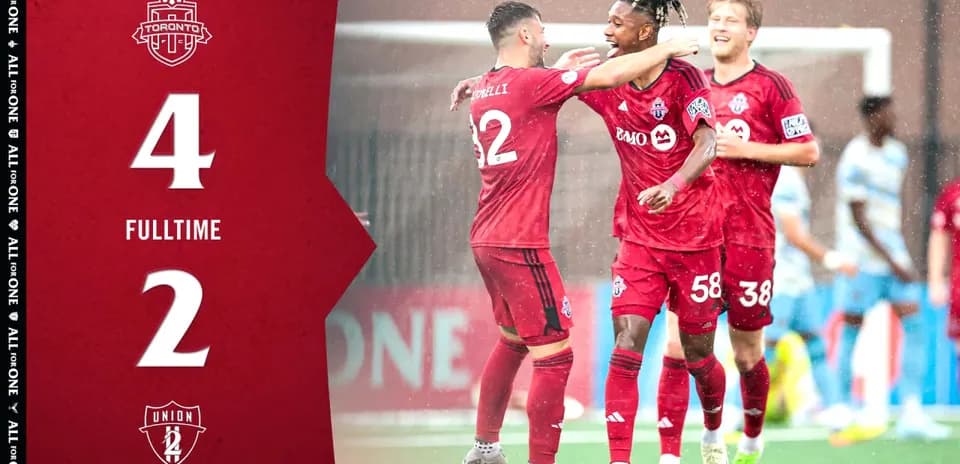 Toronto II players celebrating victory against Philadelphia Union II