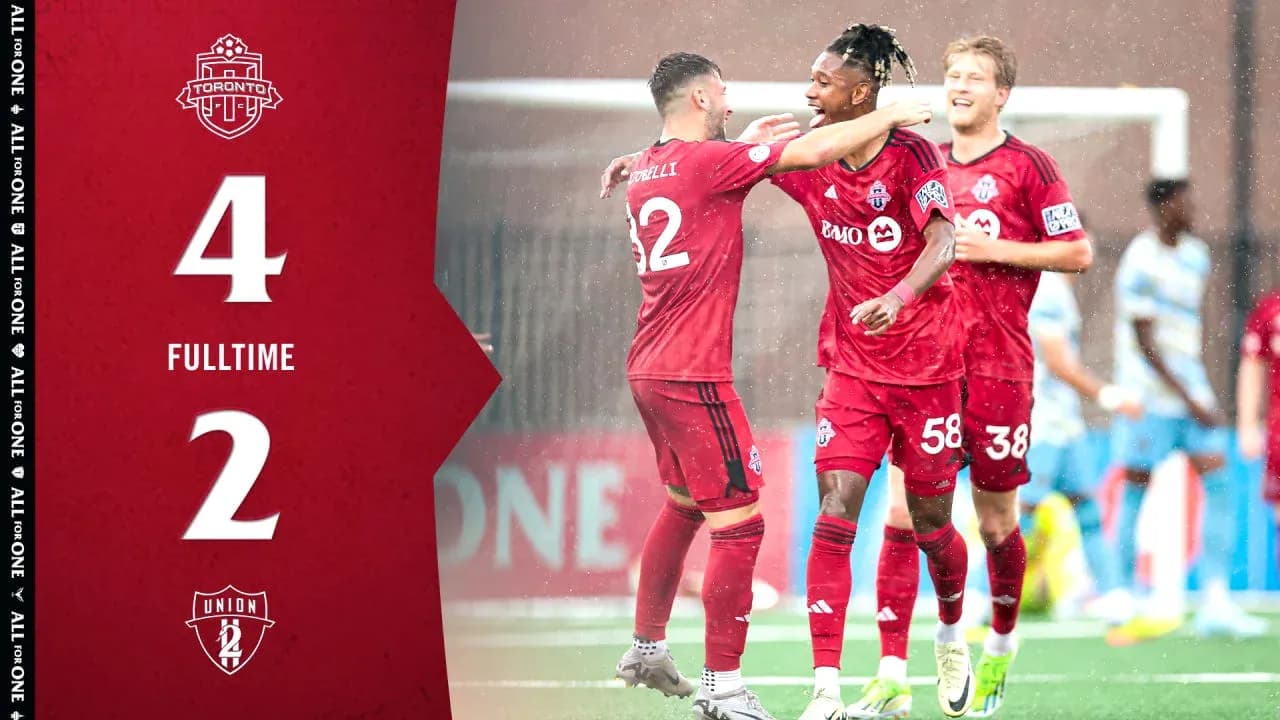 Toronto II players celebrating victory against Philadelphia Union II