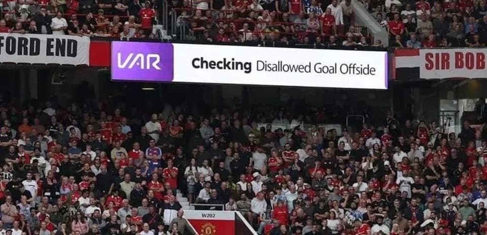 Crowd reacting to VAR checking disallowed goal