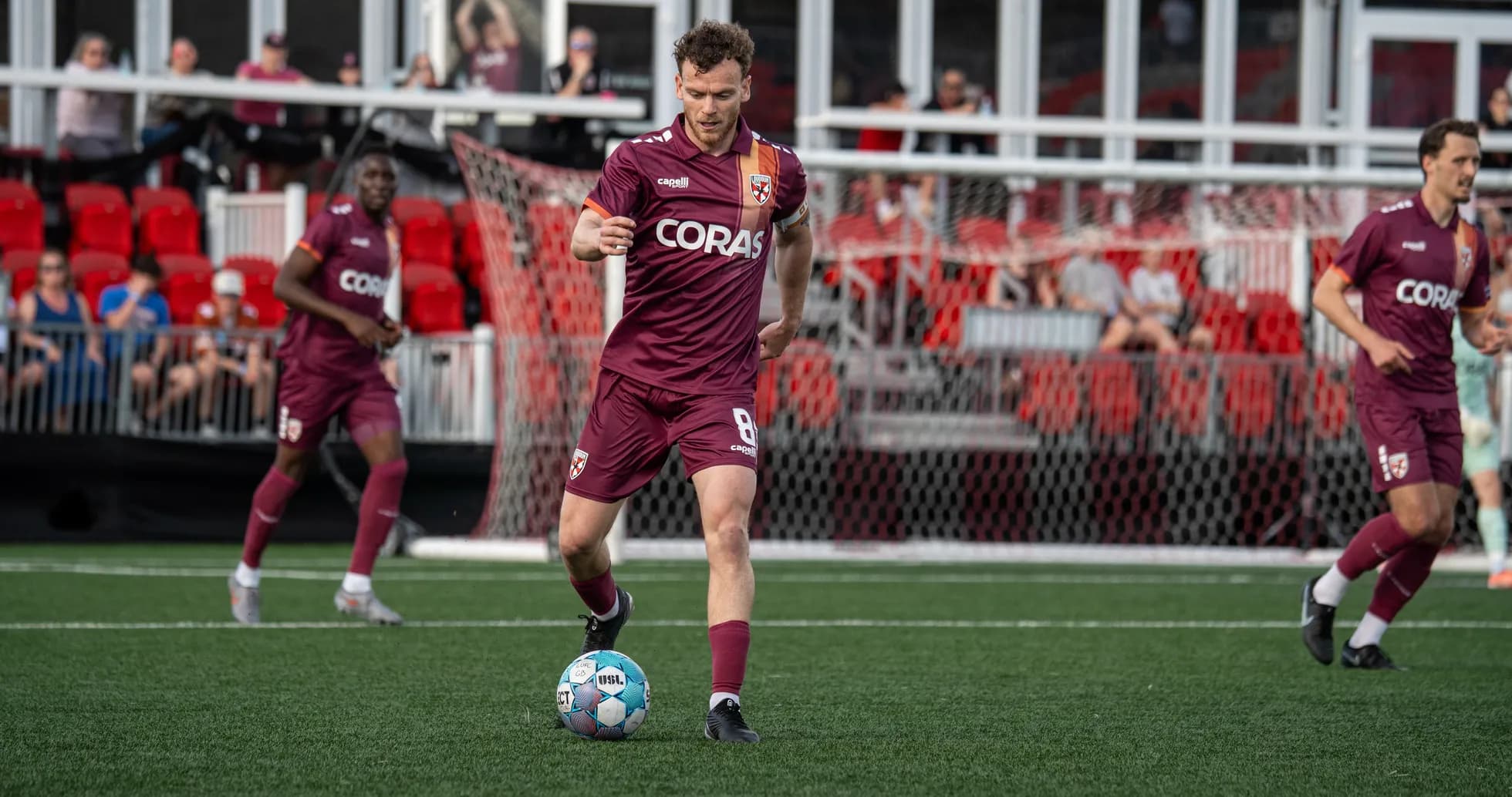 Player dribbling the ball during match