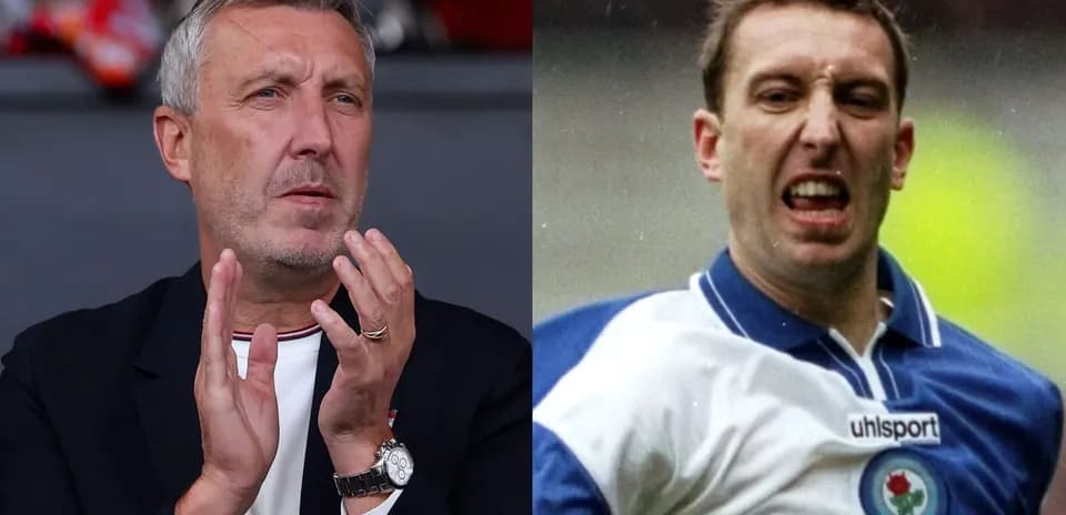 Split image of a coach and a former player