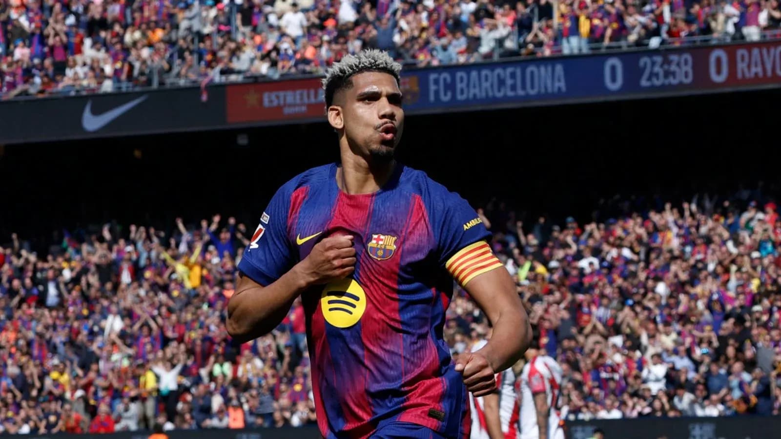 Player celebrating a goal for FC Barcelona