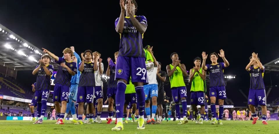 Orlando City II players celebrating on the field