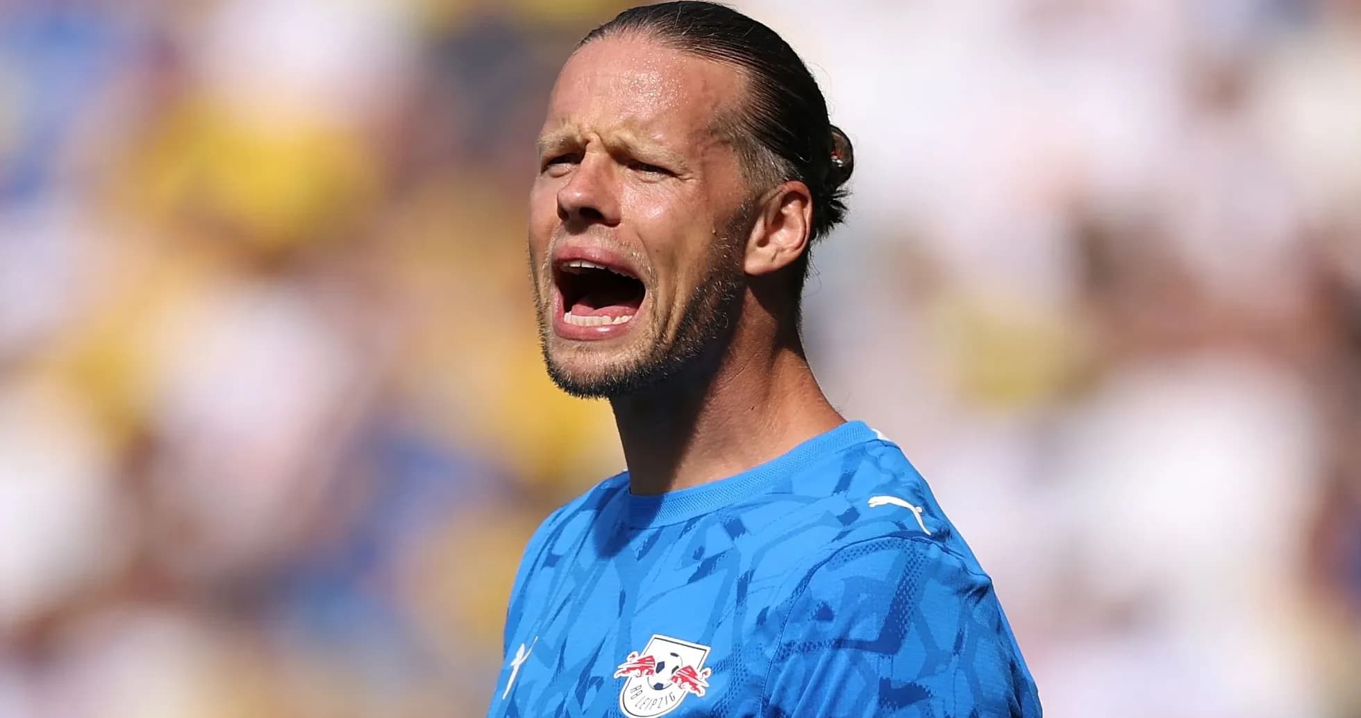 Goalkeeper shouting during a match