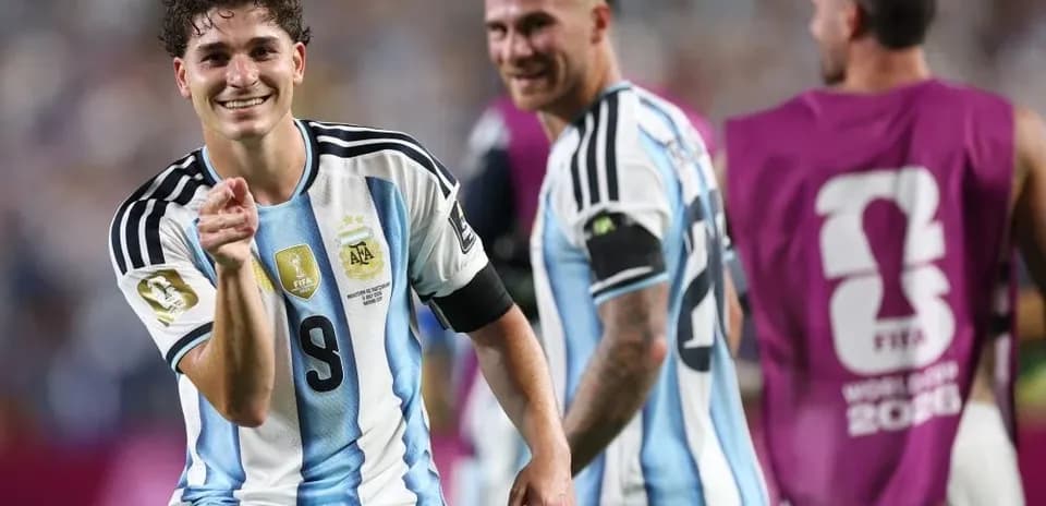 Argentinian player celebrating with teammates after match