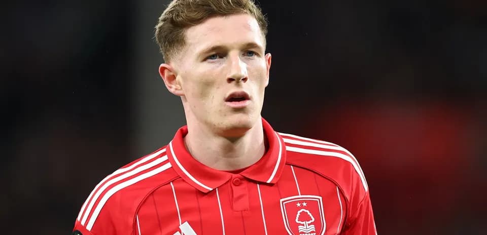 Player wearing Nottingham Forest jersey during match