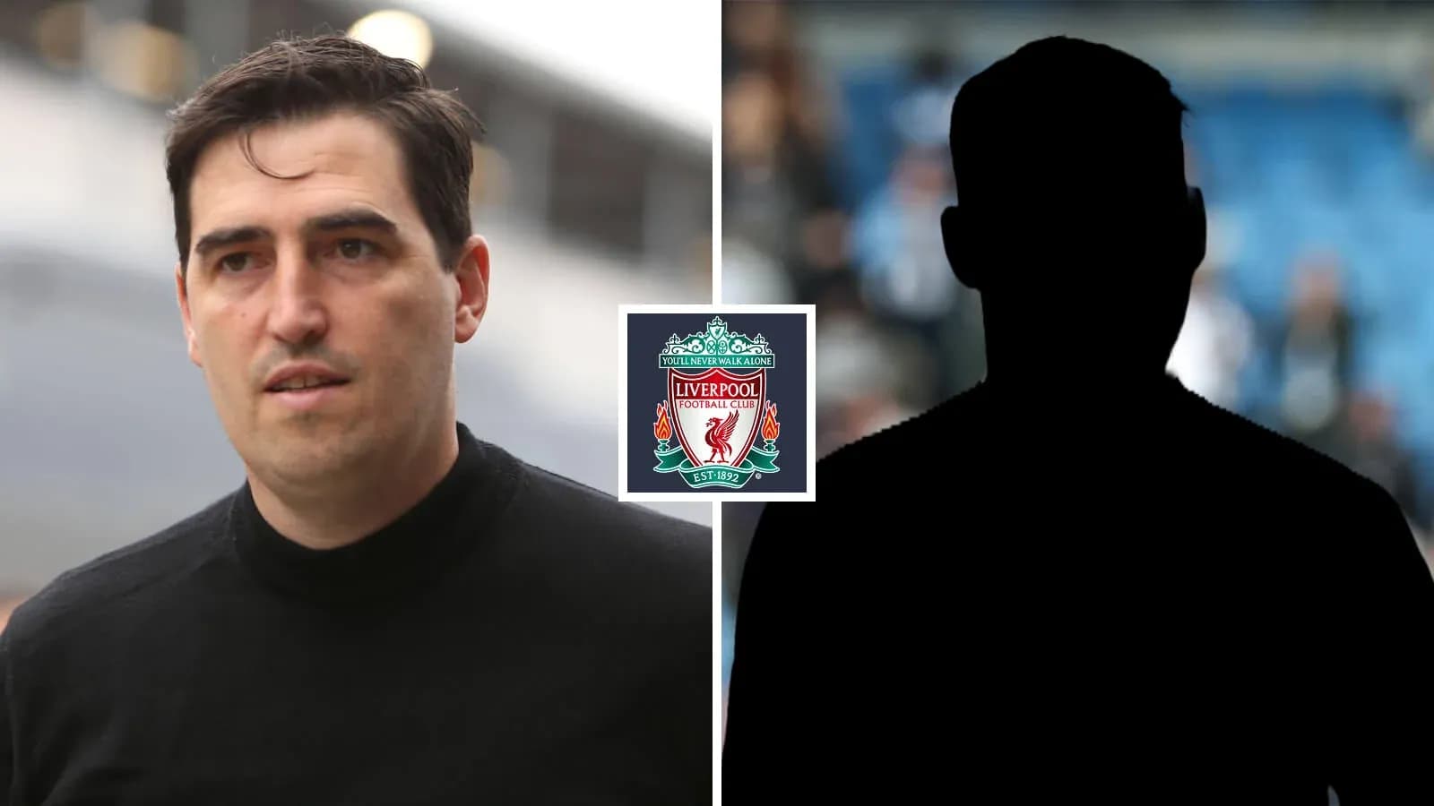 Man walking with Liverpool FC logo in background