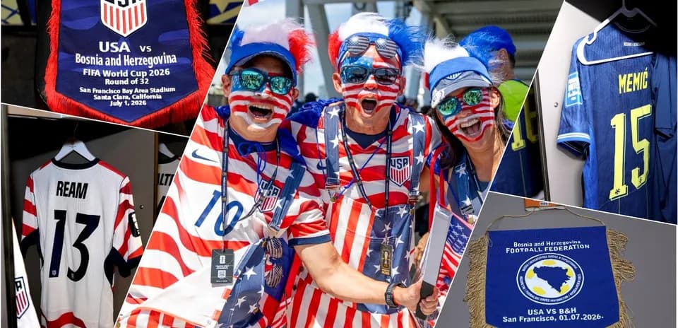 Fans supporting USA and Bosnia at World Cup
