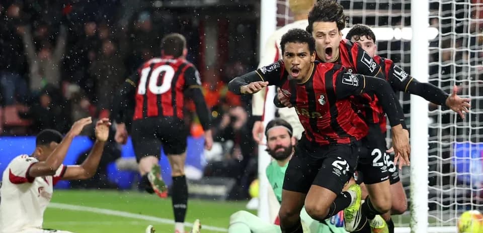 Bournemouth players celebrating after scoring a goal