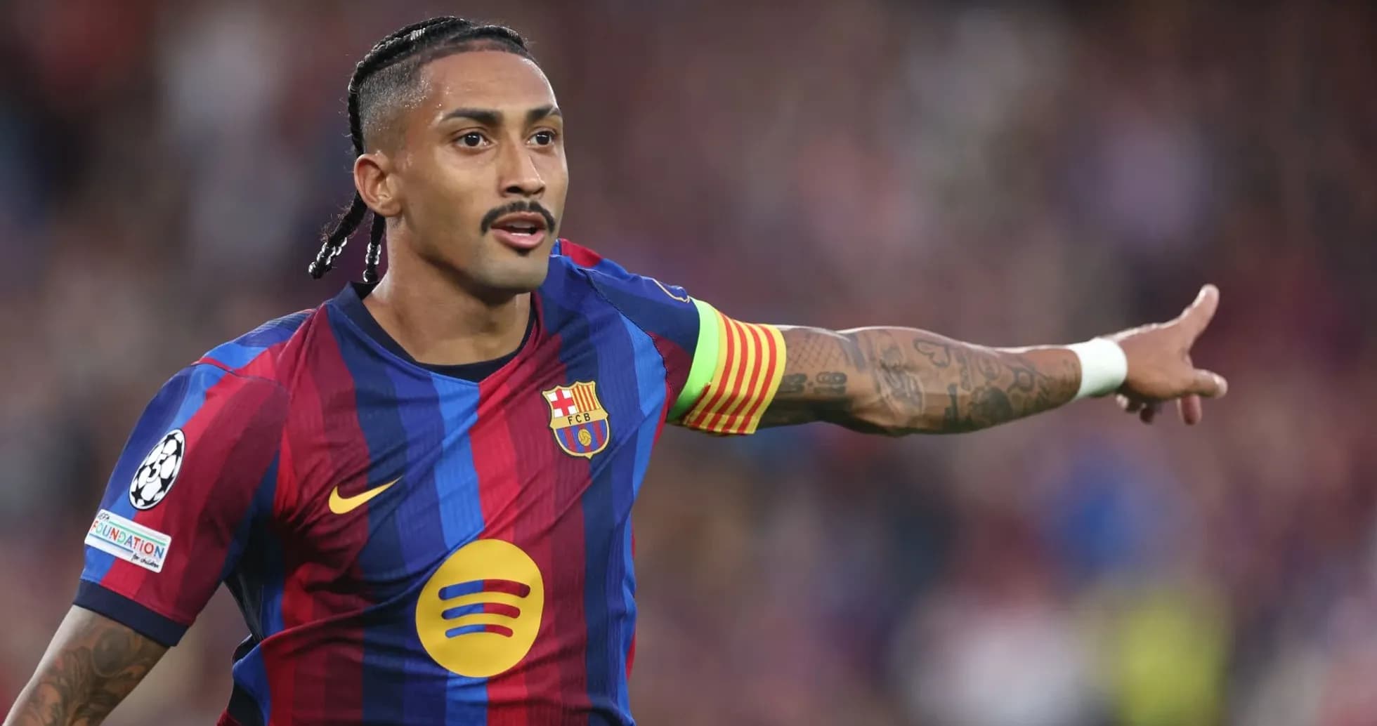 Player gesturing during match for FC Barcelona