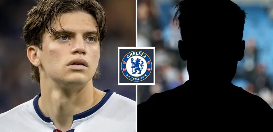 Young player with Chelsea logo and silhouette background