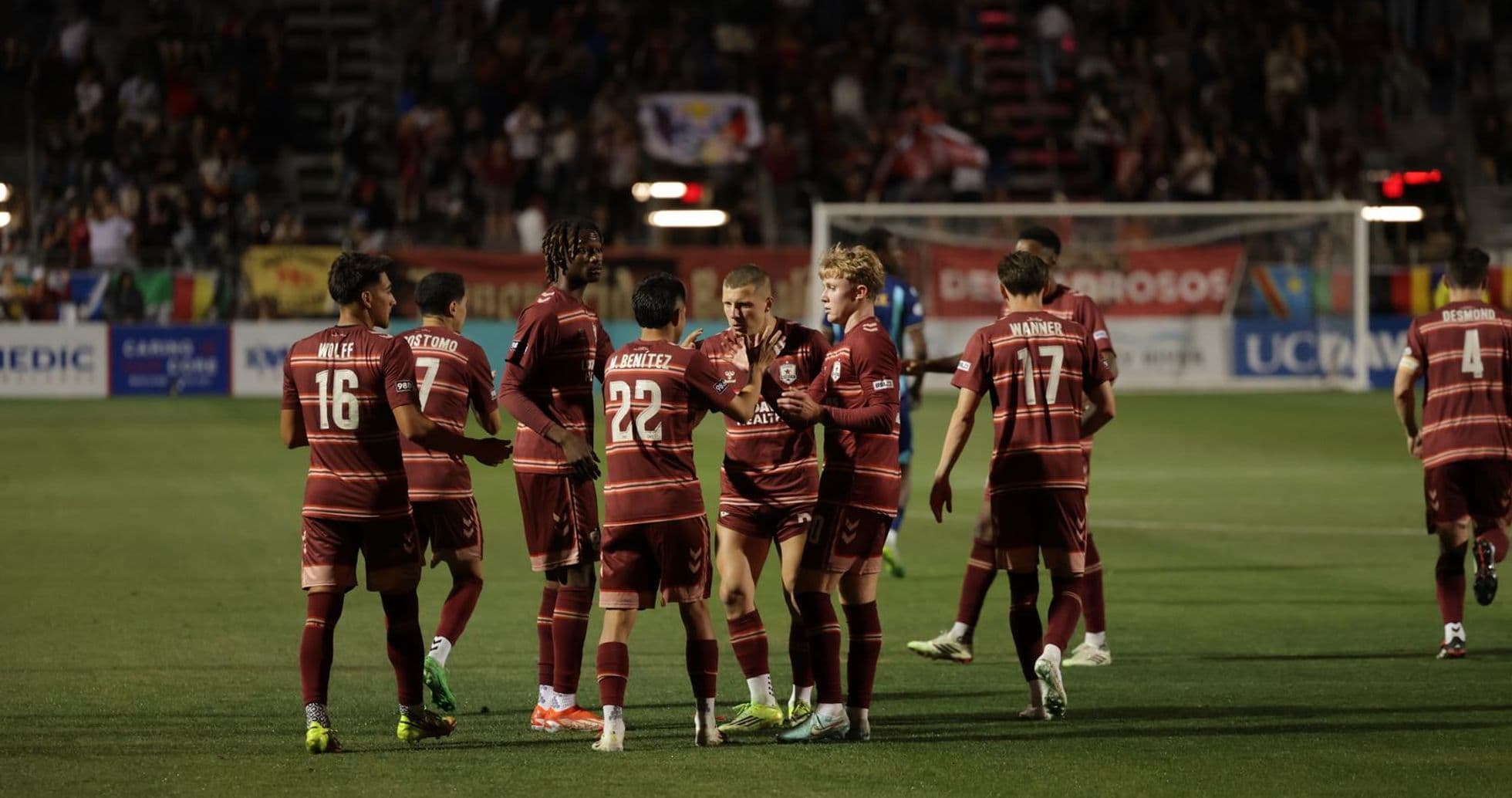Colorado Springs players celebrating a goal