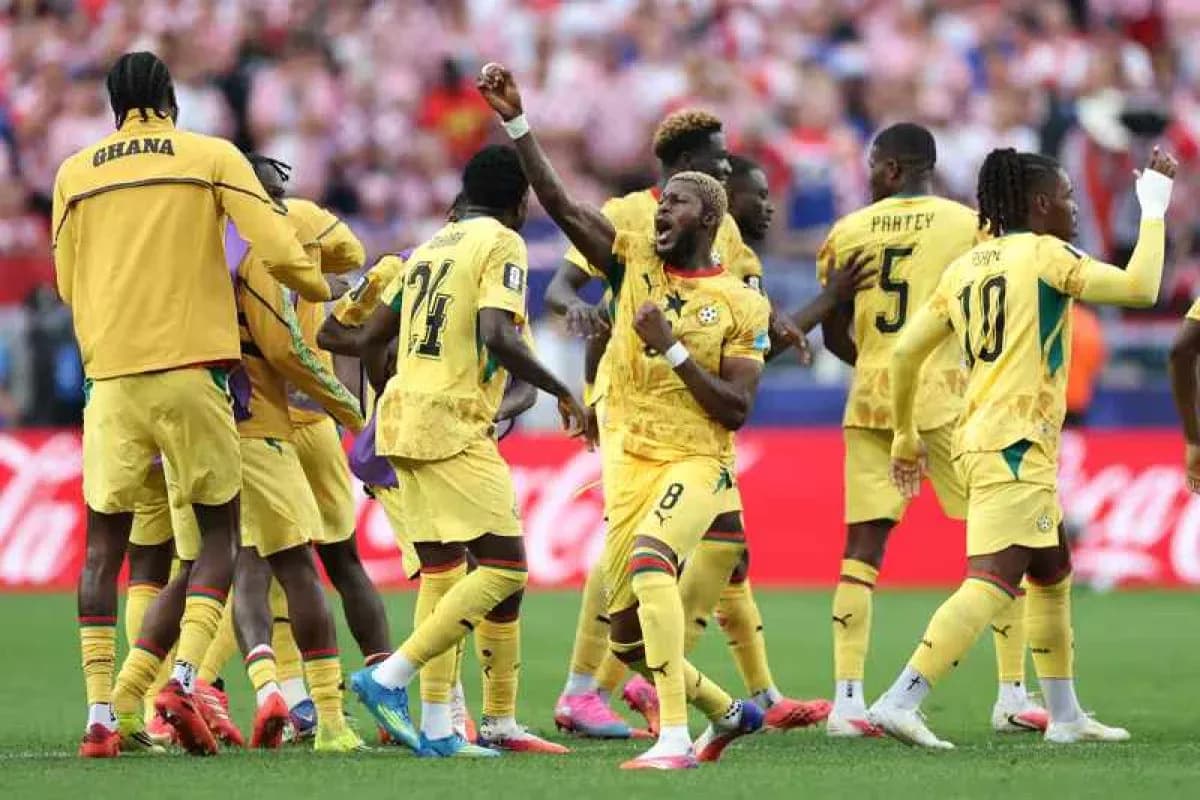 Ghana players celebrating during a match