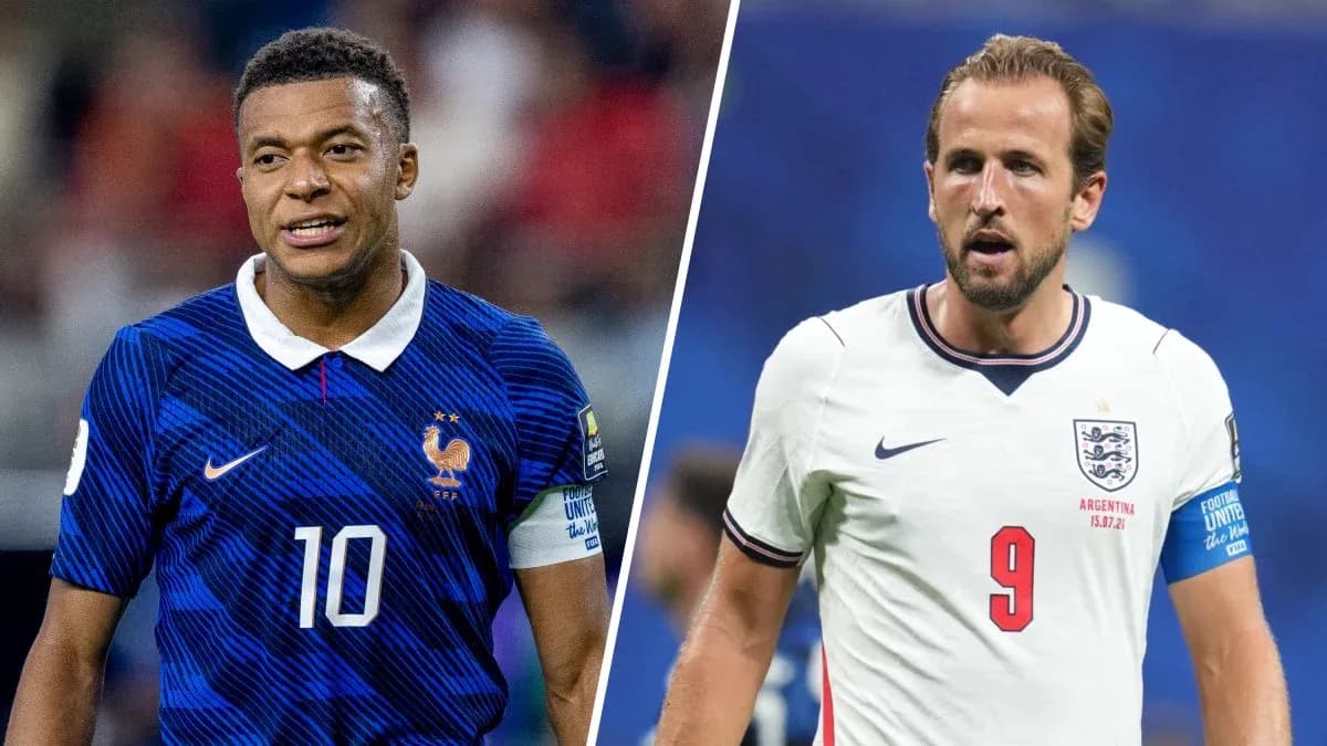 Mbappé and Kane before World Cup match