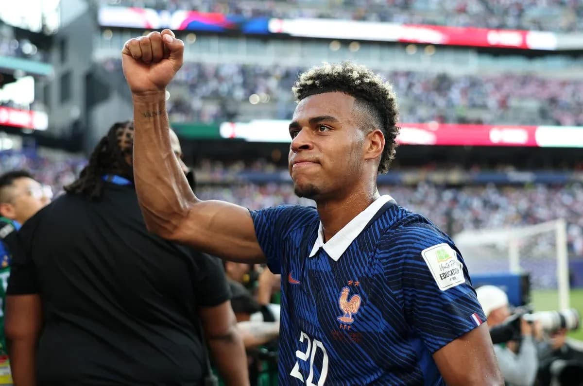 Player celebrating with raised fist after match