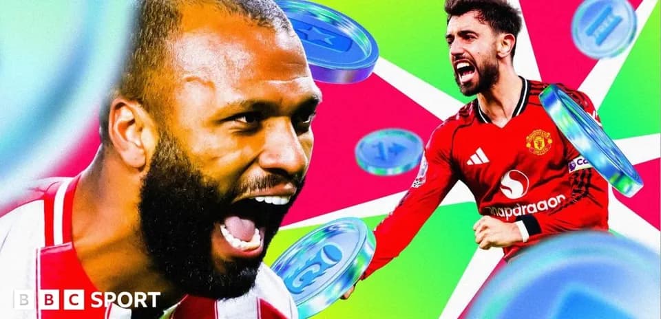 Two players celebrating during a vibrant graphic design
