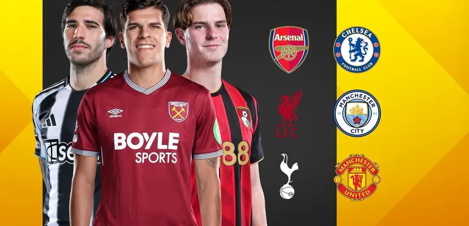 Players in club jerseys with team logos displayed