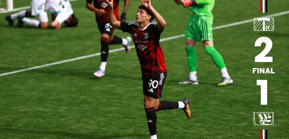 Player celebrating goal during Portland Timbers II match