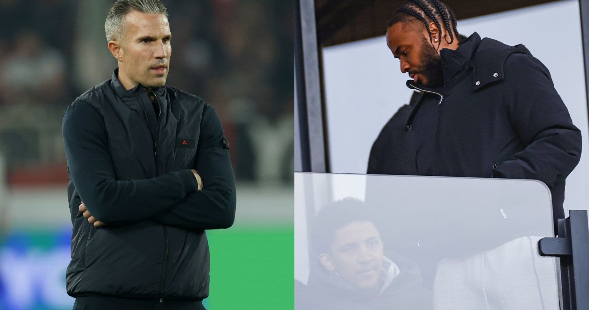 Coach and player observing the match from stands