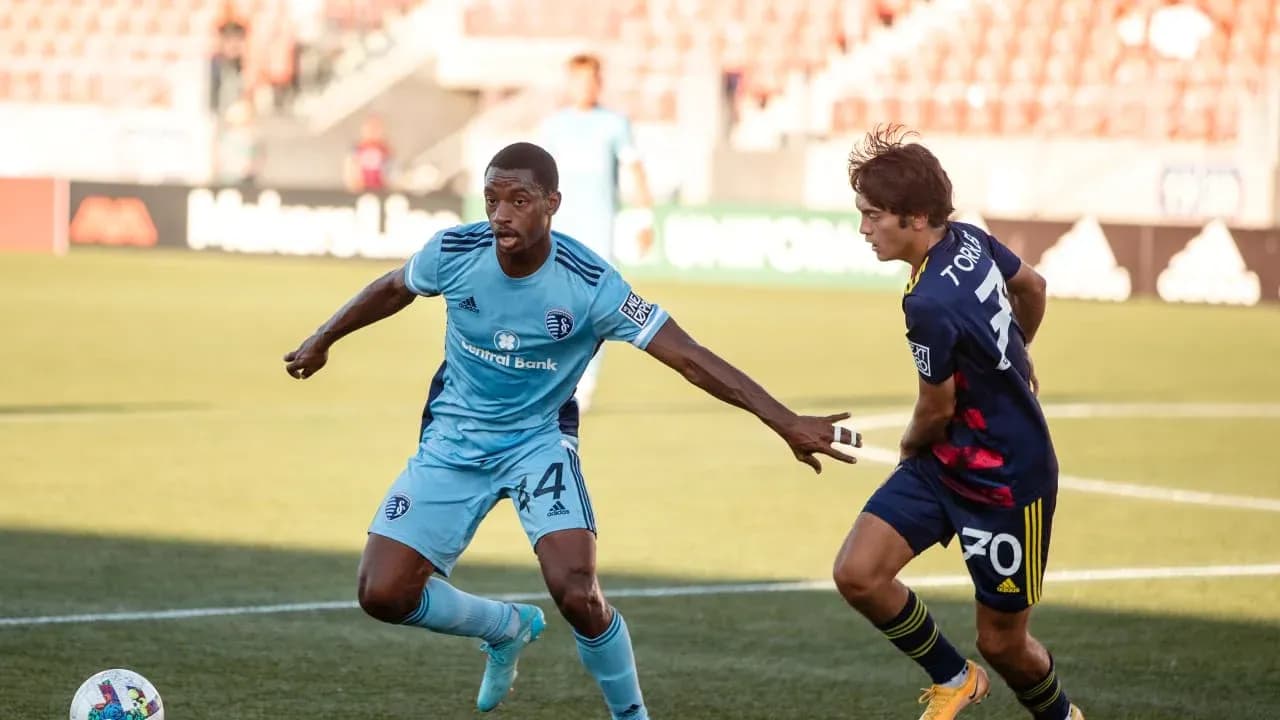 Player dribbling the ball during match action