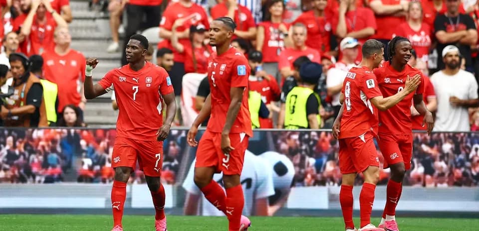 Switzerland players celebrating during World Cup match