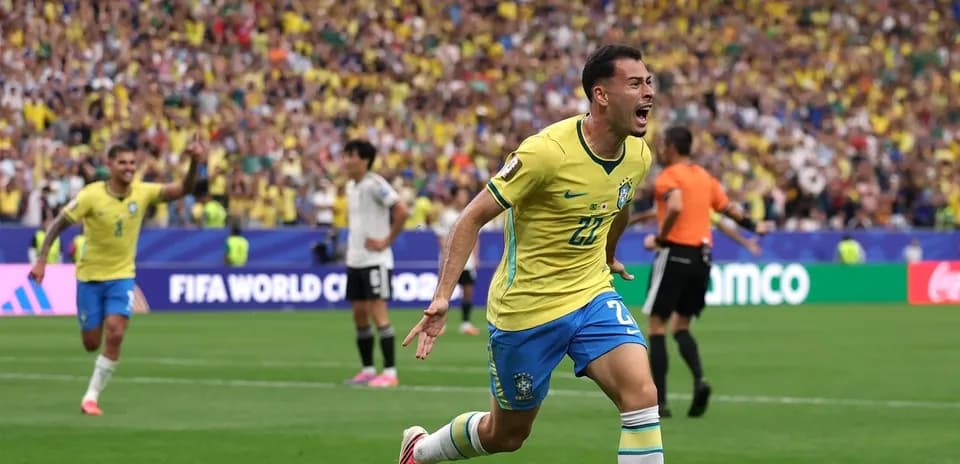 Brazil player celebrating goal during FIFA World Cup match